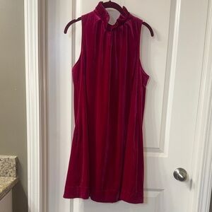 Umgee high neck Sleeveless Fuchsia Velvet Dress